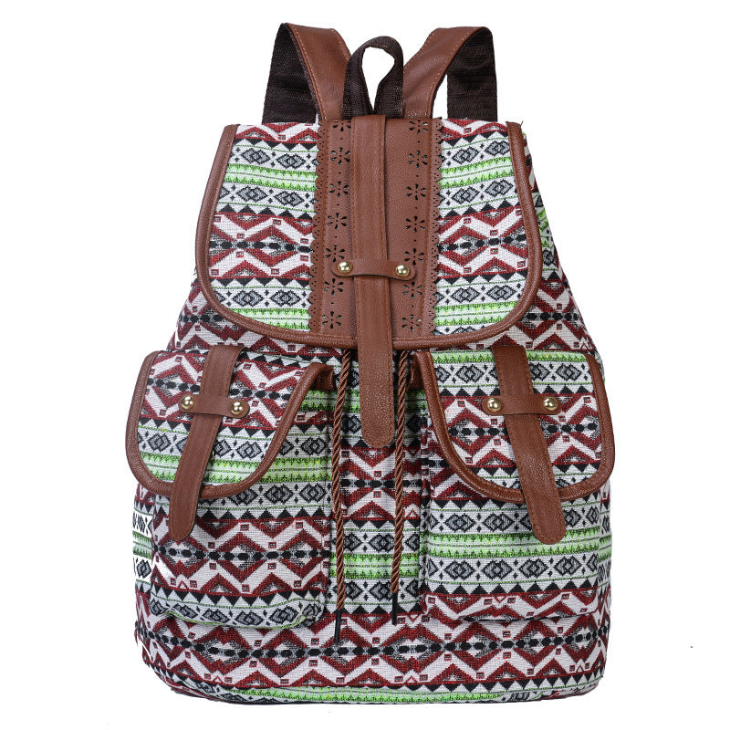 Wholesale Ethnic Style Backpack Canvas Drawstring Small Backpack